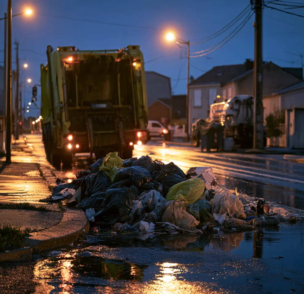 Dépôt sauvage de déchets en bordure de voie communale