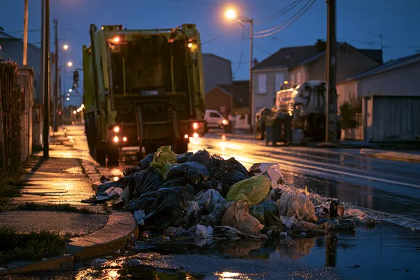 Dépôt sauvage de déchets en bordure de voie communale