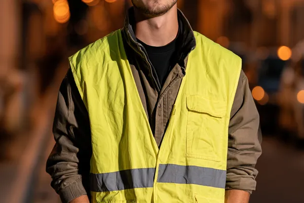 Opérateur d'une entreprise de nettoyage urbain en intervention de nuit