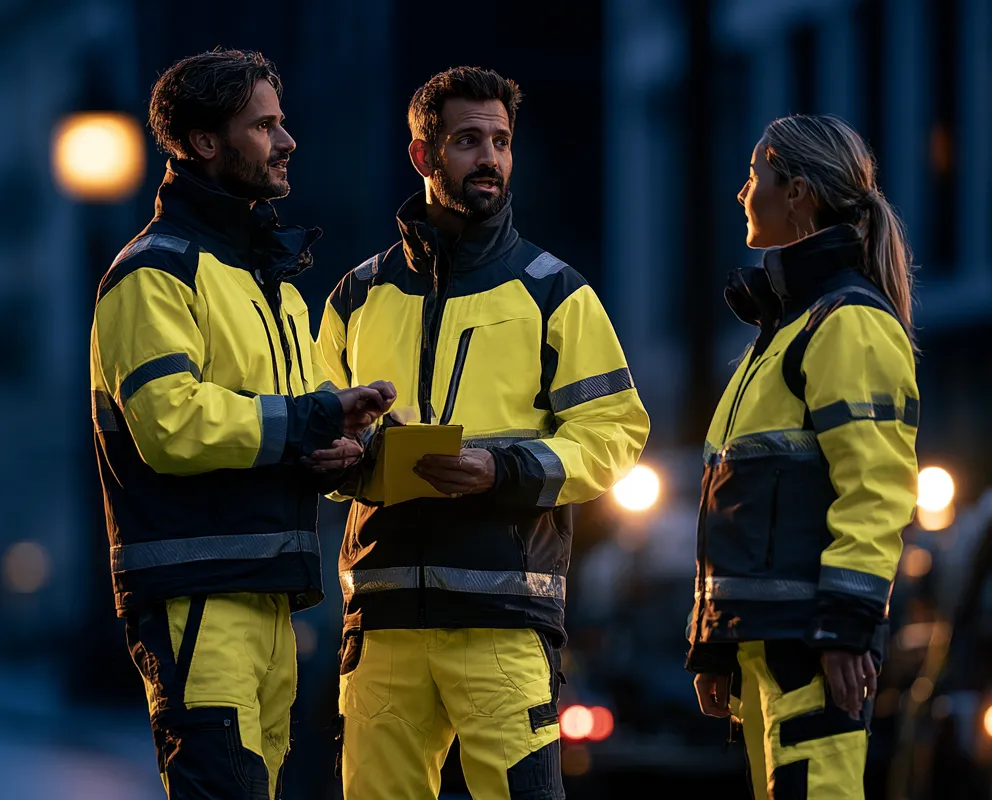 Équipe en briefing avant une tournée d'intervention